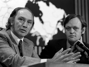 Then Prime Minister Pierre Trudeau with then cabinet minister Jean Chretien, in 1972.