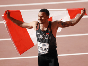 “This is the time to go out there and make sure that everything is clicking and everything is in sync,” Canada's Andre De Grasse, pictured in 2019, says of his pre-Olympic tune-up races.