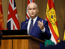 The road to reconciliation does not involve “tearing Canada down,” Conservative Party leader Erin O'Toole told his caucus during a meeting in Ottawa, June 23, 2021.