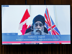 Minister of National Defence Harjit Sajjan speaks virtually during question period in the House of Commons on June 22, 2021.