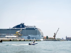 The MSC Orchestra cruise ship docked at a port in Venice, Italy, on Saturday, June 5, 2021.