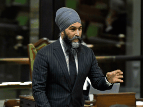 NDP Leader Jagmeet Singh rises during question period in the House of Commons in Ottawa on Wednesday, June 16, 2021.