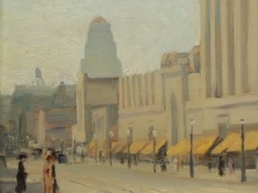 Urban landscape: Marion Long’s The Gay Yellow Awnings, c. 1931, oil on board, 26.7 × 21.4 cm.