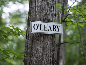 A sign indicates the location of the cottage belonging to Kevin and Linda O’Leary on Lake Joseph in Ontario.