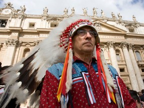 Phil Fontaine, then-leader of the Assembly of the First Nations, attends Pope Benedict's weekly general audience in Saint Peter's Square in Vatican City, in 2009.