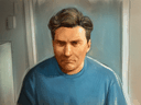 Paul Bernardo in this courtroom sketch during Ontario court proceedings via video link in Napanee, Ont., on October 5, 2018.