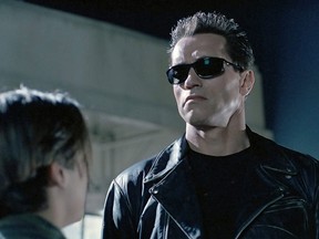 Arnold Schwarzenegger and Edward Furlong in Terminator 2: Judgment Day (1991).