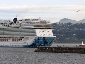 The Norwegian Bliss en route from Alaska to Seattle makes it's way towards Ogden Point in Victoria, B.C., on June 1, 2018.