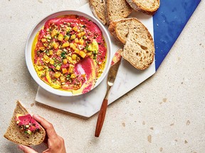 Pink and gold beet dip with pine nuts from Eat, Habibi, Eat!