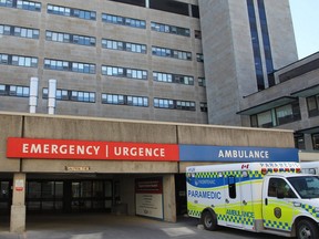 Kingston General Hospital's Emergency Department entrance off King Street West in Kingston, Ont., on Monday, April 20, 2020.