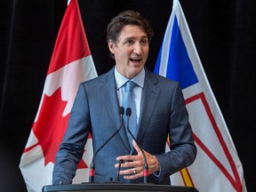Prime Minister Justin Trudeau makes a statement in St. John's, N.L., on July 28.