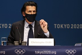 IOC Olympic Games Executive Director Christophe Dubi speaks during the press conference after the IOC Executive Board meeting on July 17, 2021 in Tokyo, Japan.