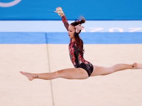 Shallon Olsen of Team Canada competes in the floor exercise during Women's Qualification on day two of the Tokyo 2020 Olympic Games at Ariake Gymnastics Centre on July 25, 2021 in Tokyo, Japan. (Photo by Ezra Shaw/Getty Images)