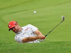 Corey Conners of Team Canada plays during a practice round at Kasumigaseki Country Club ahead of the Tokyo Olympic Games on July 27, 2021 in Tokyo, Japan.
