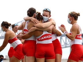 Canada's women's eight rowing crew won its first Olympic gold medal since 1992 Friday morning in Tokyo, splashing through an aggressive run that saw them beat pursuing runners-up New Zealand (silver) and China (bronze).
