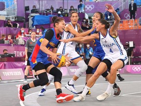 Tokyo 2020 Olympics - Basketball 3x3 - Women - Pool A - Italy v Mongolia - Aomi Urban Sports Park, Tokyo, Japan - July 24, 2021. Khulan Onolbaatar of Mongolia in action during a match.