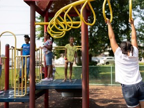 July 6 photo of children at a playground in Philadelphia.