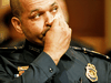 U.S. Capitol Police Sergeant Aquilino Gonell cries as he watches a video during the House Select Committee hearing on the Jan. 6 attack on the Capitol, July 27, 2021.