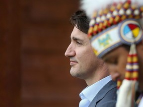 Prime Minister Justin Trudeau this week visited the Cowessess First Nation, where a search had found 751 unmarked graves. Beside him is Chief Cadmus Delorme.