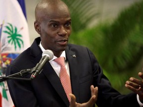 Haiti's President Jovenel Moise speaks during a news conference to provide information about the measures concerning coronavirus, at the National Palace in Port-au-Prince, Haiti March 2, 2020.