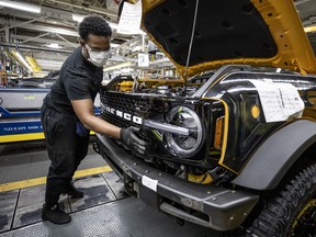 Production of the all-new 2021 Ford Bronco at the Michigan Assembly Plant