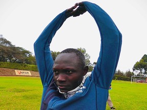 Paulo Amotun Lokoro, a refugee from South Sudan, trains for the Tokyo Olympic Games at a training centre in Ngong, in the outskirts of Nairobi, Kenya June 7.