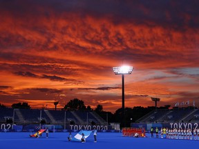 Tokyo 2020 Olympics - uly 26, 2021. General view as the players of Spain and the players of Argentina sing their national anthems. REUTERS/Bernadett Szabo