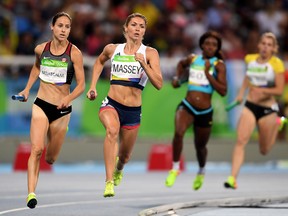 Noelle Montcalm of Canada competes in round one of the women's 4 x 400m relay at the 2016 Rio Olympic Games. Montcalm is part of the pool of talented Canadian women who may be running the event at the 2020 Tokyo Games.