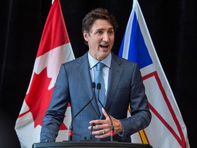 Prime Minister Justin Trudeau announces up to $5.2 billion in federal funding to help Newfoundland and Labrador complete the problem-plagued Muskrat Falls hydro plant, in St. John's on July 28, 2021.