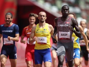 Arop crossed the finish line and looked like he might be able to run the semi right away. He’s in “cracking form” as the commentator said, and it shows.