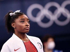 After a disappointing attempt in the first rotation of the women’s team event, the American was signified by an ‘R’ on the competitor list before the bars began, indicating she would not continue in the competition.