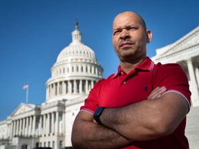 Sgt. Aquilino Gonell, a Capitol Police officer, is suffering from physical and psychological injuries stemming from the Jan. 6 insurrection. MUST CREDIT: Washington Post photo by Sarah L. Voisin.