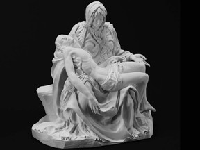 Michelangelo's Pietà, the Virgin Mother holding the body of Jesus, is the artist's only signed work.