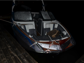 A photo of the Nautique that was struck by the O'Leary boat in a fatal crash.