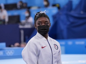 Simone Biles said after pulling out of Tuesday's team competition, "We should be out here having fun, and sometimes that's not the case." MUST CREDIT: Washington Post photo by Toni L. Sandys