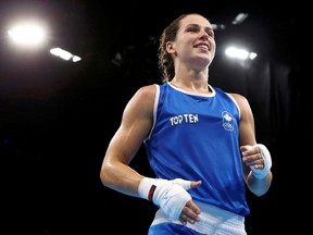 FILE PHOTO: 2016 Rio Olympics - Boxing - Preliminary - Women's Fly (51kg) Round of 16 Bout 130 - Riocentro - Pavilion 6 - Rio de Janeiro, Brazil - 12/08/2016. Mandy Bujold (CAN) of Canada reacts. REUTERS/Peter Cziborra FOR EDITORIAL USE ONLY. NOT FOR SALE FOR MARKETING OR ADVERTISING CAMPAIGNS./File Photo ORG XMIT: FW1