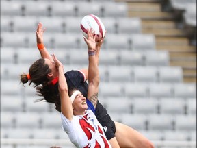 Coralie Bertrand of France in action against Canada. REUTERS/Edgard Garrido