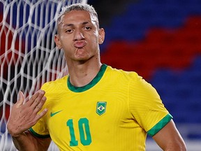 Richarlison — who plays professionally for Everton in the English Premier League — scored three breathtaking goals in the first half hour of Brazil’s 4-2 defeat of Germany, in their men’s soccer opener Thursday morning.