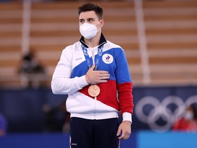 Nikita Nagornyy apologized for his performance, said he was ashamed and realized he had “flushed (my) chance down the toilet” in the individual all-around final. He displayed his frustration after completing his horizontal bar routine in the final rotation.