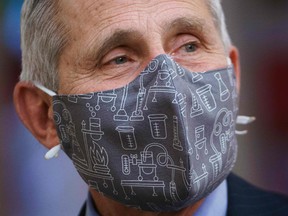Director of the National Institute of Allergy and Infectious Diseases Dr. Anthony Fauci is seen in the State Dining Room of the White House in Washington, D.C., on January 21, 2021.