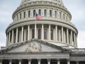 The exterior of the U.S. Capitol is seen during a rare Saturday session on August 7, 2021 in Washington, DC.