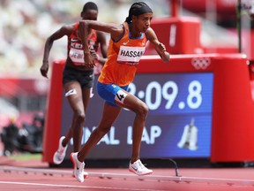 TOKYO, JAPAN - AUGUST 02: Sifan Hassan of Team Netherlands competes in round one of the Women's 1500m heats on day ten of the Tokyo 2020 Olympic Games at Olympic Stadium on August 02, 2021 in Tokyo, Japan.
