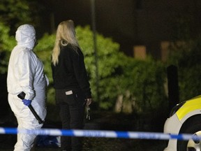 Police on the scene following the shooting in Plymouth the evening of Aug. 12.