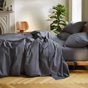 Brooklinen’s Luxe Core Sheet Set in Graphite.