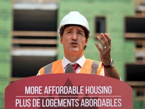 File: Justin Trudeau makes an announcement at the site of an affordable housing complex in downtown Hamilton, Ontario, Canada July 20, 2021.