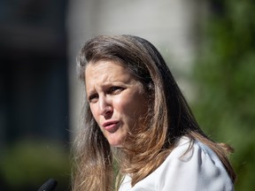 File photo: Twitter labelled a video shared by Chrystia Freeland as "manipulated media."
