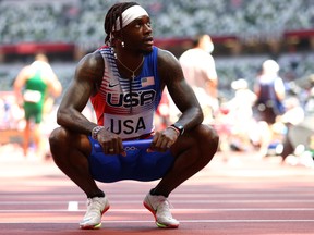 Cravon Gillespie of the United States reacts after Heat 2.