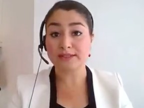 Liberal MP Monsef pictured on a Wednesday briefing call updating reporters on the military evacuations in Afghanistan.
