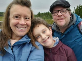 Ontario resident Rebecca Redmond (with her family) is among scores of Canadians who now use a CGM device to manage their type 1 diabetes.