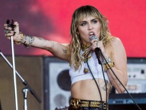 FILE: Miley Cyrus performs on the Pyramid stage on day five of Glastonbury Festival at Worthy Farm, Pilton on June 30, 2019 in Glastonbury, England. /